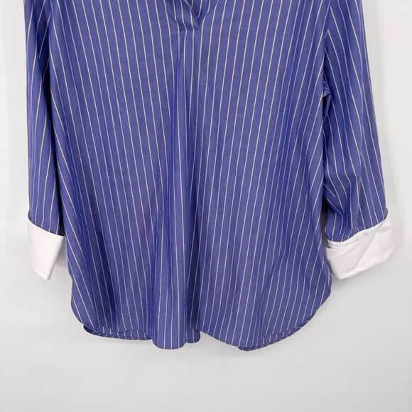 Chicos 2.5 No-Iron Coolmax All Season Striped Shirt Womens Size 18  Blue popover - Picture 6 of 13